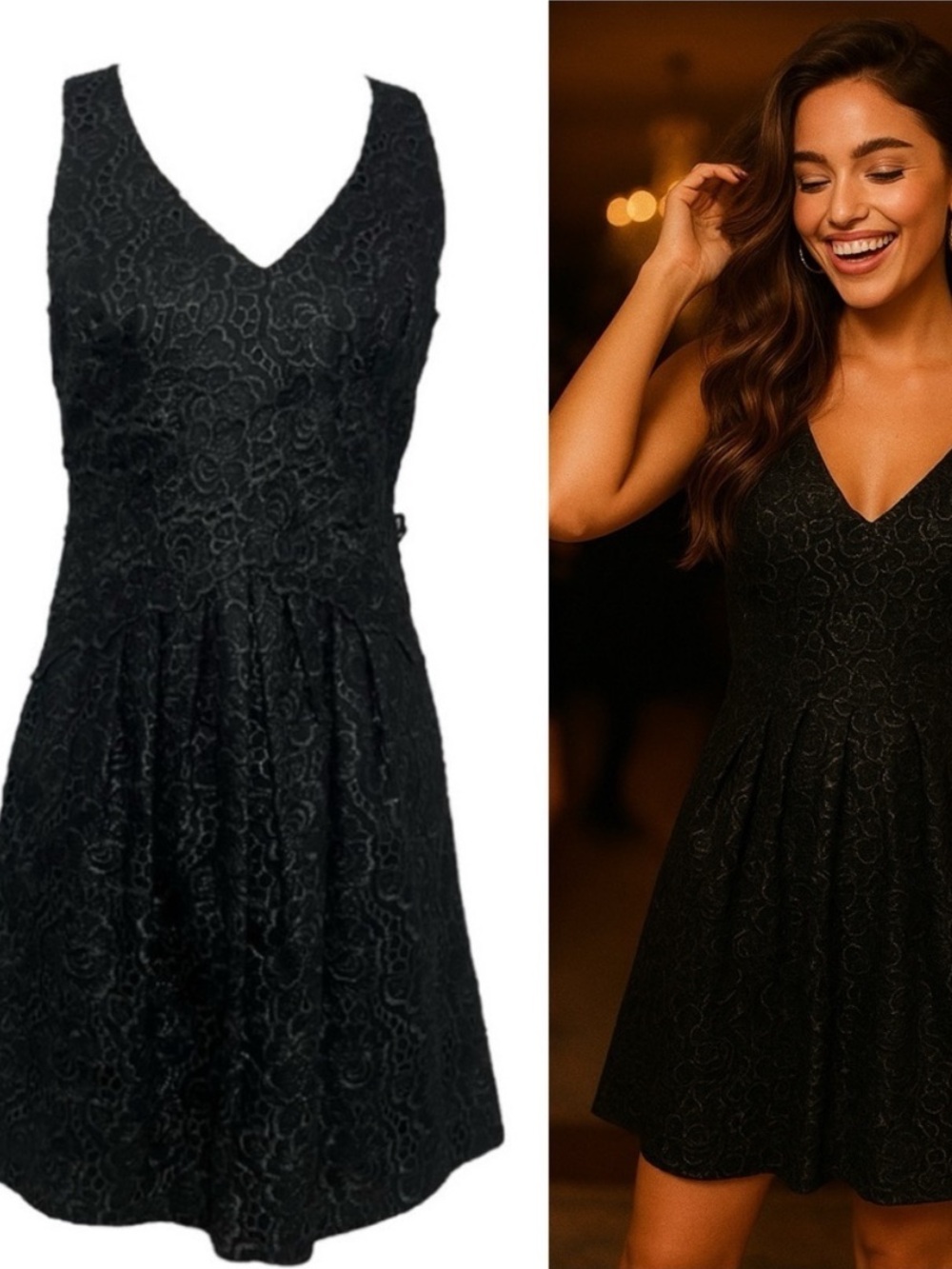 Anthropologie Leifsdottir Lingonberry Lace Overlay Mini Dress, Black size 6